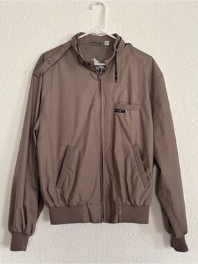 Vintage World Travel Club Men's Beige Taupe Bomber Jacket -